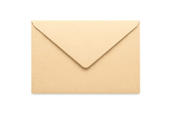 Closed brown recycled paper envelope on transparent background
