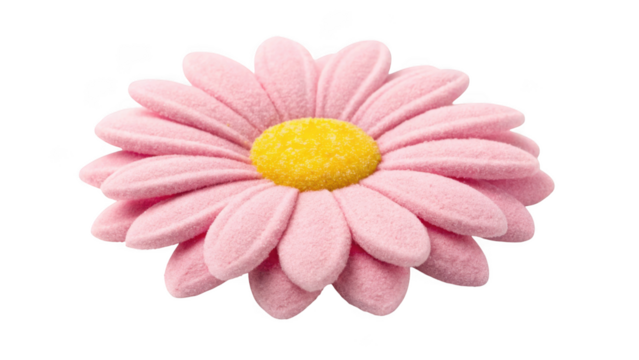 Pink daisy flower with yellow center isolated on transparent background - Powered by Adobe