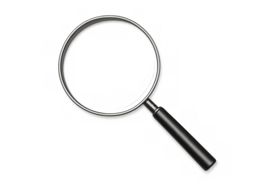 Magnifying glass on transparent background, exploring and searching concept