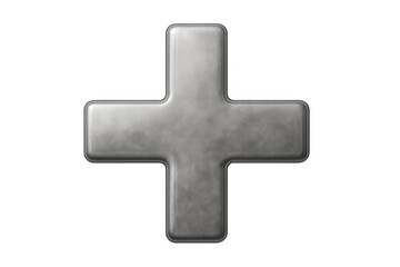Obraz premium Metallic plus sign on transparent background representing addition or increase