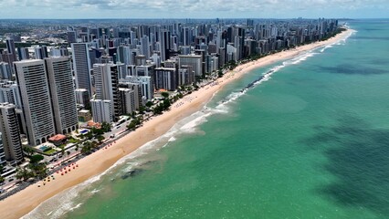 Northeastern Brazil Skyline In Recife Pernambuco Brazil. Breathtaking Aerial View Of A Lush...