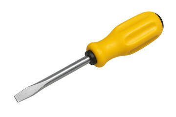 Yellow screwdriver with transparent background for easy isolation