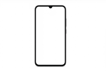 Realistic smartphone mockup with transparent background showing front view