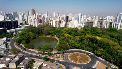 Nature Park In Goiania Goias Brazil. Famous Botanical Garden Showing The Around The City. Town Sky Clouds Backgrounds Urban. Town Outdoor Downtown Panning Wide. Goiania Goias.