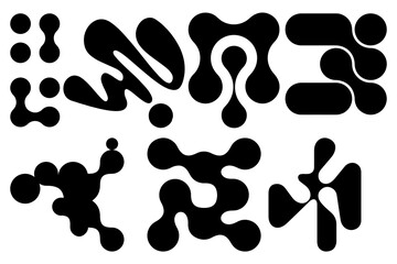 Abstract black and white shapes isolated on transparent background, perfect for modern and futuristic designs, isolated on transparent background