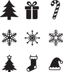 Festive Christmas icons bring holiday cheer and seasonal joy