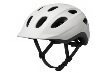 White bicycle helmet isolated on transparent background