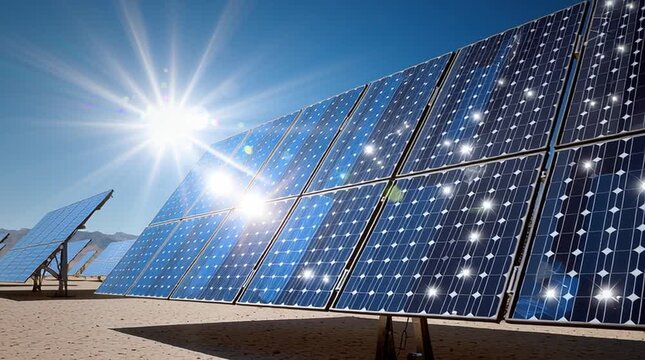 Sustainable Solar Panel Array in Desert Landscape