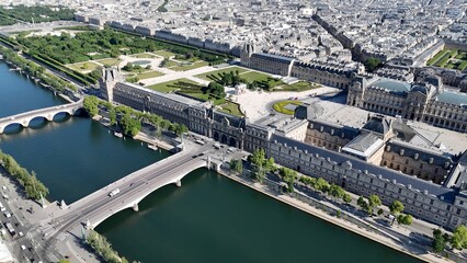 Louvre Museum In Paris Ile De France France. Landmark Skyscraper Overlooking The Vast Urban Sprawl....