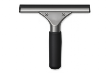 Window cleaning squeegee with black handle on transparent background