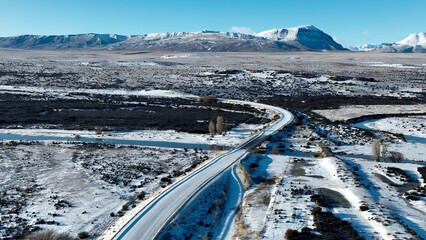 Patagonia Road In El Calafate Santa Cruz Argentina. Urban Life Landscape Of Freeway Road Connecting...