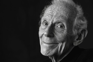 Fototapeta premium Elderly caucasian male with expressive face in black and white portrait