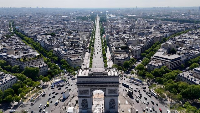 Arc De Triomphe In Paris Island Of France France. Aerial Landscape Of Famous Tourism Landmarks In France Capital. Metropolitan Landscape Commercial Building Amazing. Commercial Building.