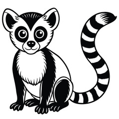 Fototapeta premium Cute cartoon lemur isolated on white background