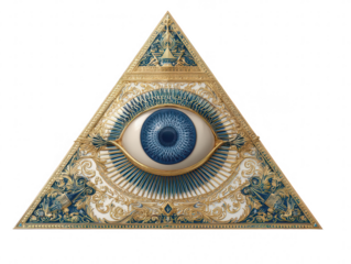 Ornate Golden Triangle Eye Symbol All Seeing Eye in Intricate Design