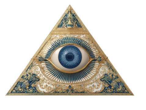Ornate Golden Triangle Eye Symbol All Seeing Eye in Intricate Design
