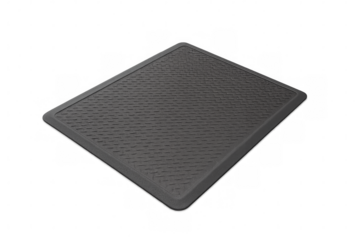 Single clean empty gray rubber anti-fatigue mat on transparent background