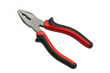 Red and black combination pliers isolated on transparent background