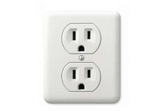 White electrical outlet on transparent background providing power
