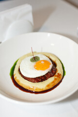 fried egg with bacon