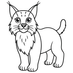 Obraz premium Cartoon lynx isolated on white background in black and white style