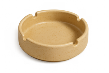 Empty ceramic ashtray isolated on transparent background
