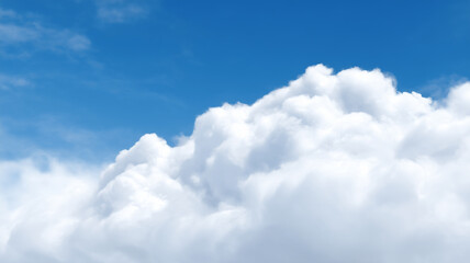 Naklejka premium Blue sky with puffy white clouds, empty space, peaceful, natural, bright, outdoor, daytime