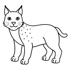 Obraz premium Cartoon lynx isolated on white background in black and white style