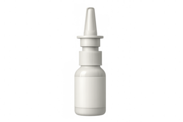 White plastic nasal spray bottle on transparent background