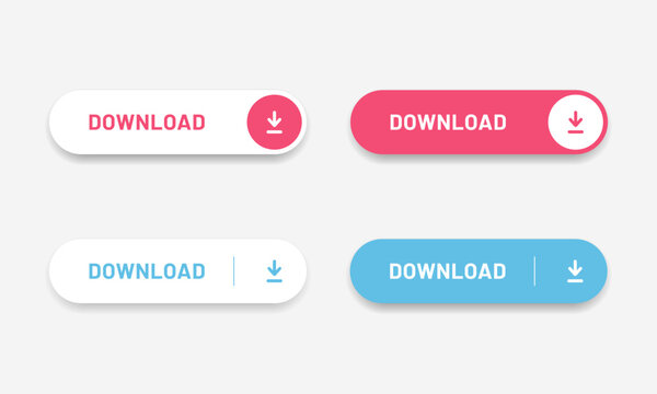 3D download button icon. Upload icon. Down arrow bottom side symbol. Click here button. Save cloud icon push button for UI UX, website, mobile application.