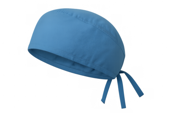 Light blue surgical scrub cap on transparent background