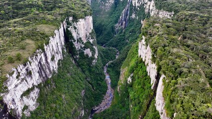 Canyon Of Itaimbezinho In Cambara Do Sul Rio Grande Do Sul Brazil. Dramatic Landscape Of Beautiful...