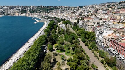 Fototapeta premium Naples Skyline In Naples Campania Italy. Aerial View Of A High-Rise Buildings And Traffic Showcasing Urban Life. Business Sky Downtown Cityscape. Business Backgrounds Panorama. Naples Campania.