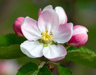 Obraz premium Close-up of a blossoming apple flower