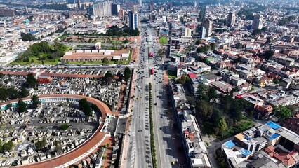El Dorado Avenue In Bogota Cundinamarca Colombia. Aerial View Of A Bustling Downtown Cityscape With...