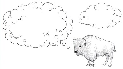 Fototapeta premium A bison with thought bubbles