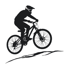 Obraz premium Silhouette of a mountain biker performing a jump on a white background