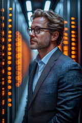 Data Center Computer Internet Information Technology Man Engineer Portrait
