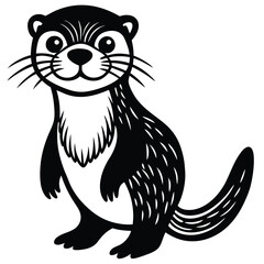 Cute otter cartoon illustration isolated on white background