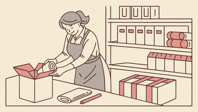 Woman packing shipping box order fulfillment small business owner online store e commerce package delivery service