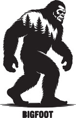 Fototapeta premium Free Vector Bigfoot silhouettes Vector and Flat design Bigfoot silhouette with white background