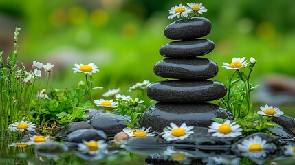 Tranquil Peaceful Pebbles Relaxing Zen Garden Atmosphere