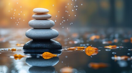 Tranquil Peaceful Pebbles Relaxing Zen Garden Atmosphere