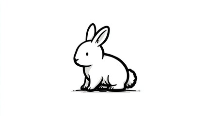 Obraz premium Simple black-and-white cartoon rabbit