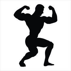 silhouette of a bodybuilder flexing his muscles  