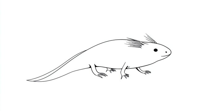black and white axolotl drawing clip art preview