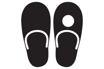 Beach flip flops icon  black silhouette vector
