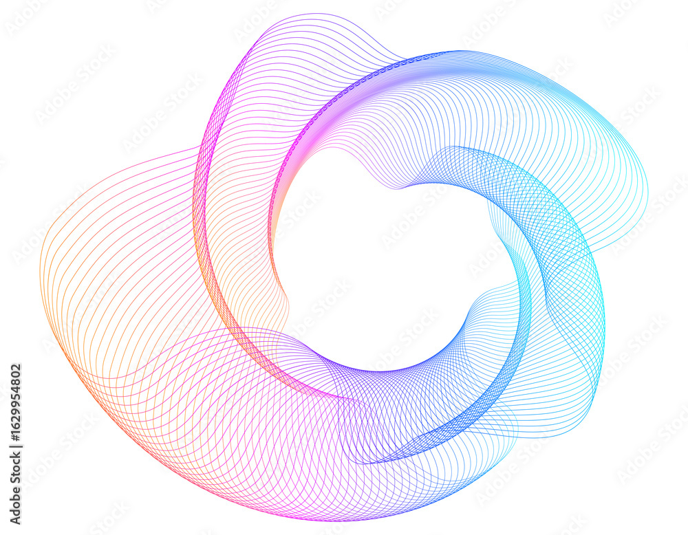 Poster design elements. wave of many purple lines circle ring. abstract vertical wavy stripes on white back