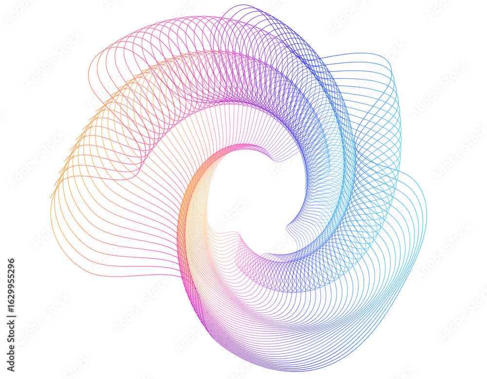 Poster design elements. wave of many purple lines circle ring. abstract vertical wavy stripes on white back