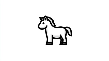 Obraz premium Simple black and white cartoon pony